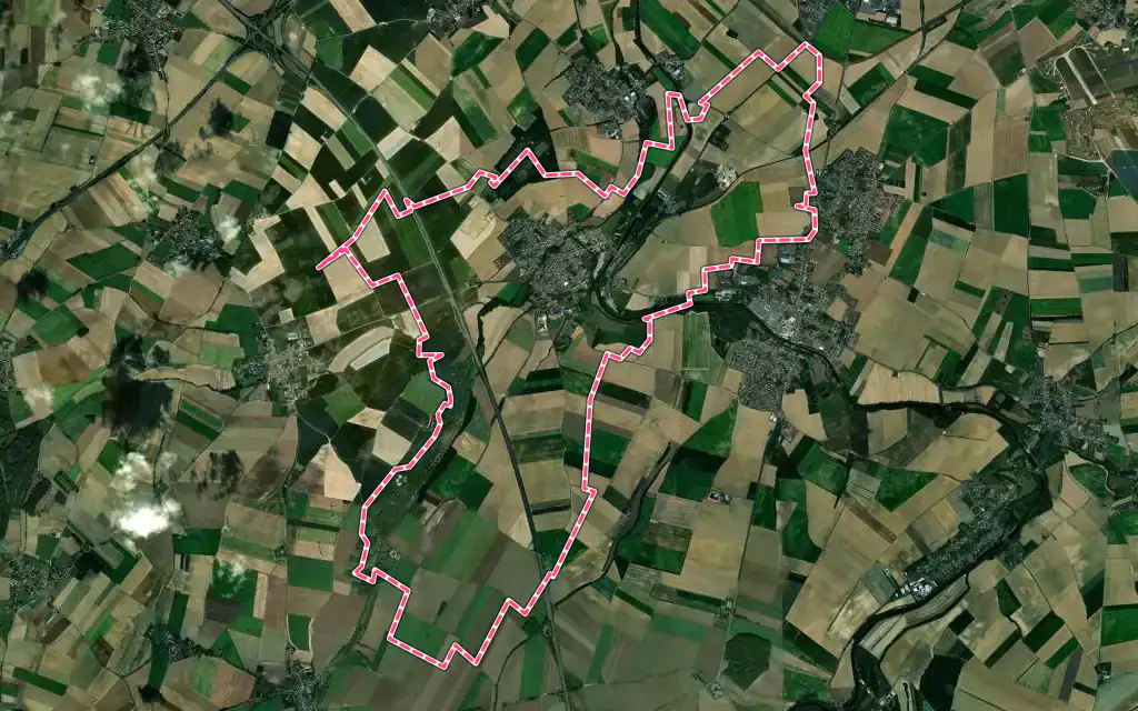 Vue satellite de Marcoing avec ses contours administratifs