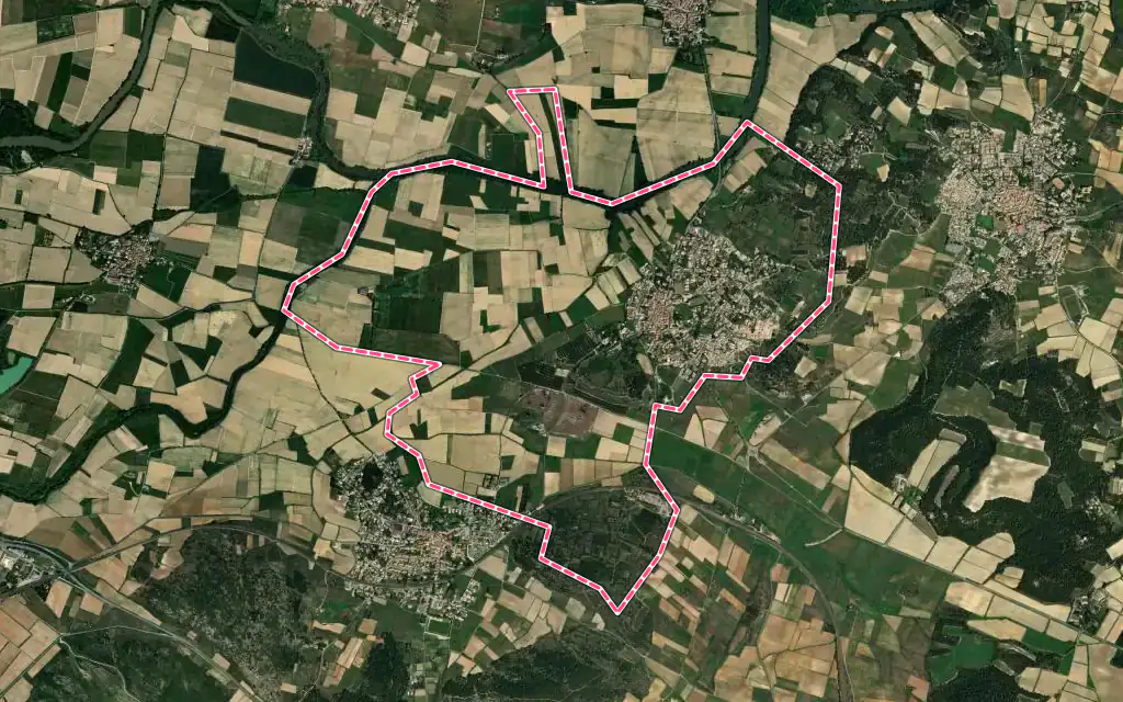 Vue satellite de Marcorignan avec ses contours administratifs