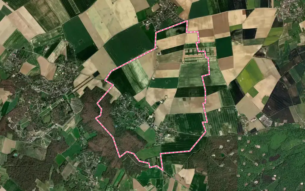 Vue satellite de Marcq avec ses contours administratifs