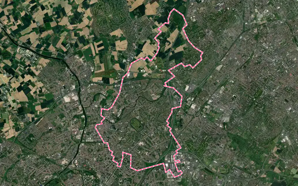 Vue satellite de Marcq-en-Barœul avec ses contours administratifs