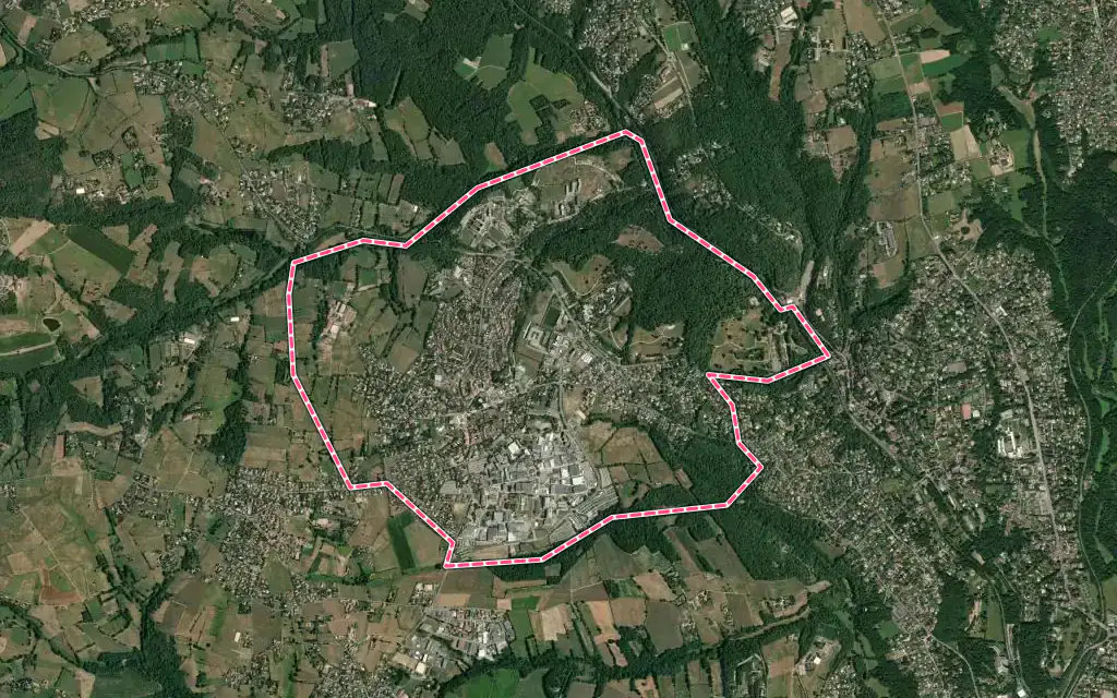 Vue satellite de Marcy-l'Étoile avec ses contours administratifs