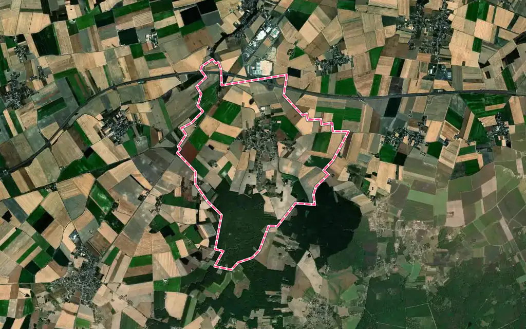 Vue satellite de Mareau-aux-Bois avec ses contours administratifs