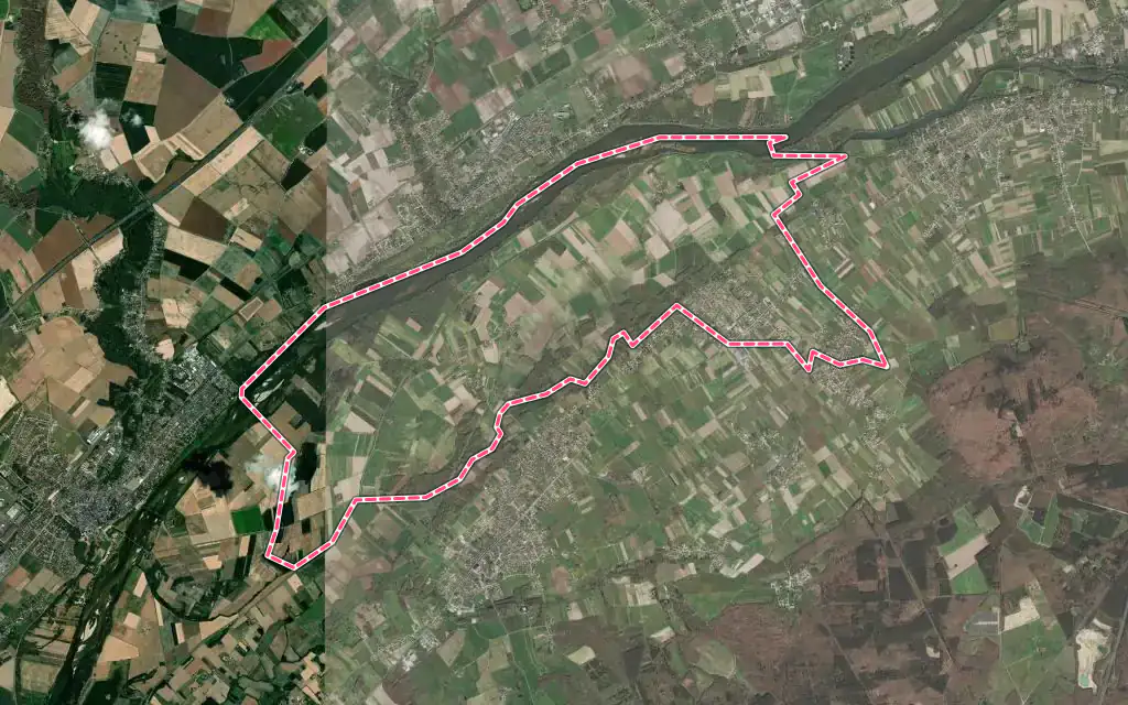 Vue satellite de Mareau-aux-Prés avec ses contours administratifs