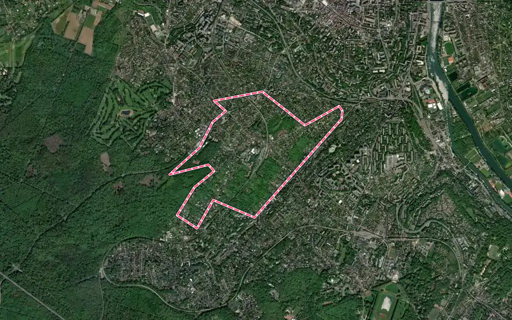 Vue satellite de Mareil-Marly avec ses contours administratifs