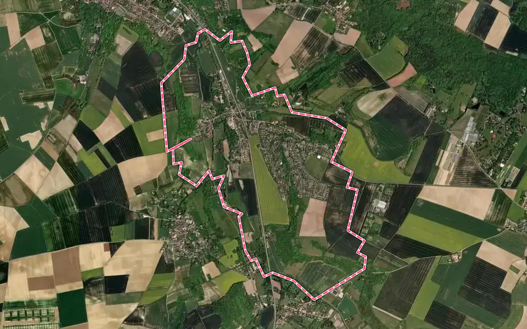 Vue satellite de Mareil-sur-Mauldre avec ses contours administratifs