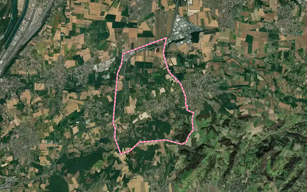 Vue satellite de Marennes avec ses contours administratifs
