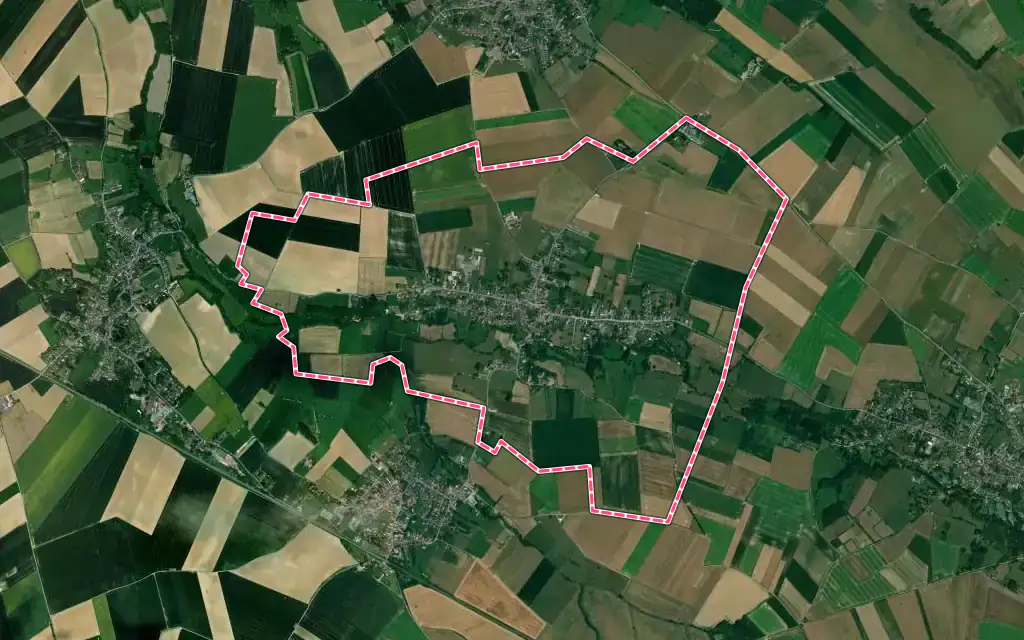 Vue satellite de Maresches avec ses contours administratifs