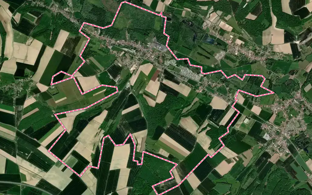 Vue satellite de Maresquel-Ecquemicourt avec ses contours administratifs