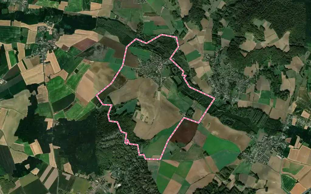 Vue satellite de Marest-sur-Matz avec ses contours administratifs