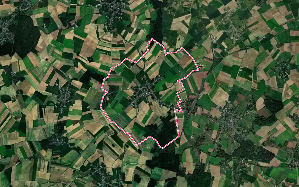 Vue satellite de Maretz avec ses contours administratifs