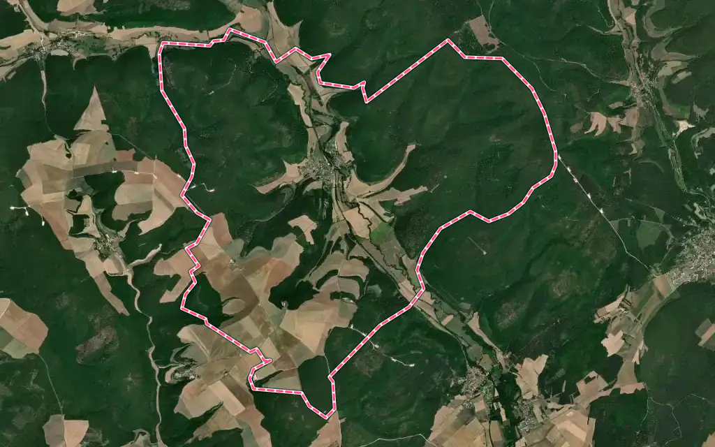 Vue satellite de Marey-sur-Tille avec ses contours administratifs