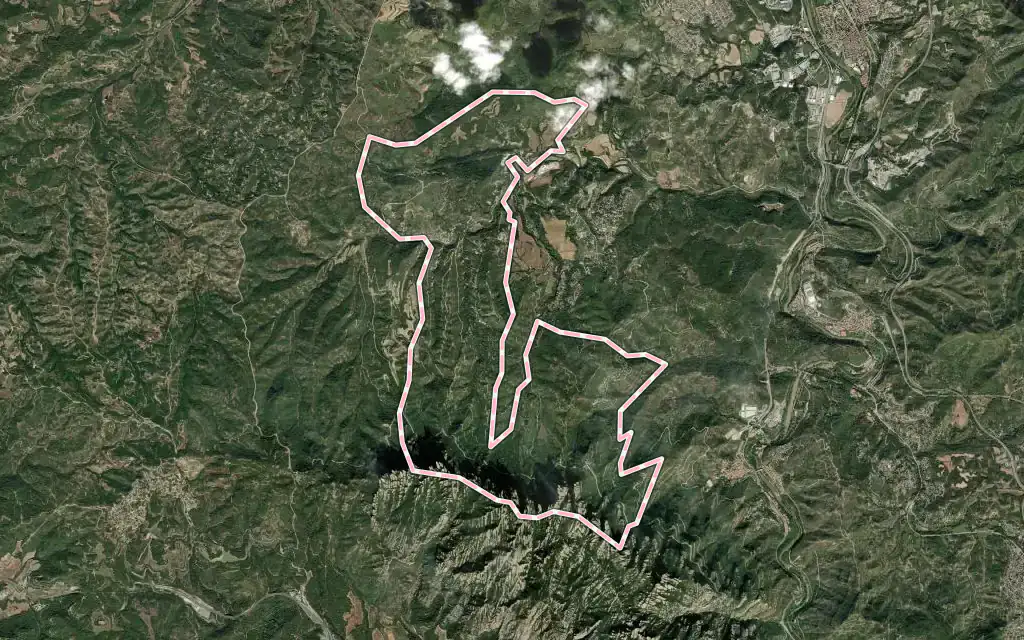 Vista satélite de Marganell con su contorno administrativo