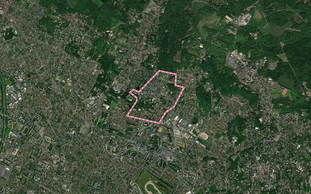 Vue satellite de Margency avec ses contours administratifs