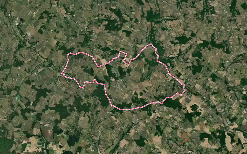 Vue satellite de Margueron avec ses contours administratifs