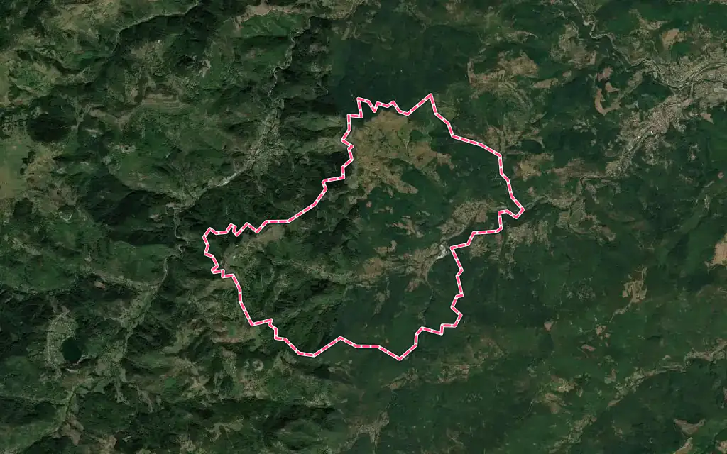 Vue satellite de Mariac avec ses contours administratifs