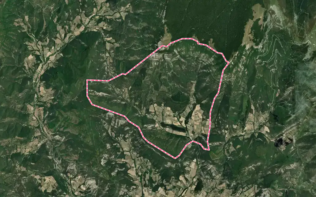 Vue satellite de Marignac-en-Diois avec ses contours administratifs