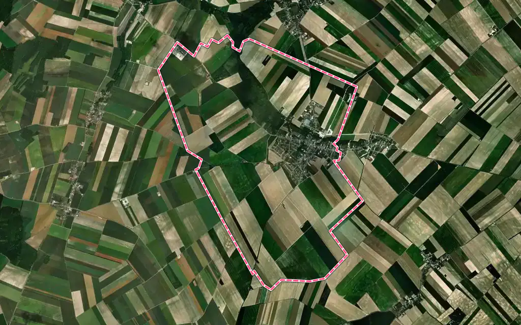 Vue satellite de Marigny-le-Châtel avec ses contours administratifs