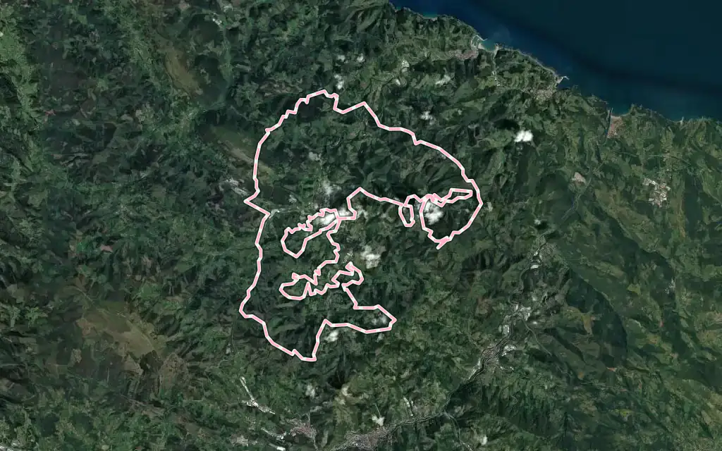 Vista satélite de Markina-Xemein con su contorno administrativo