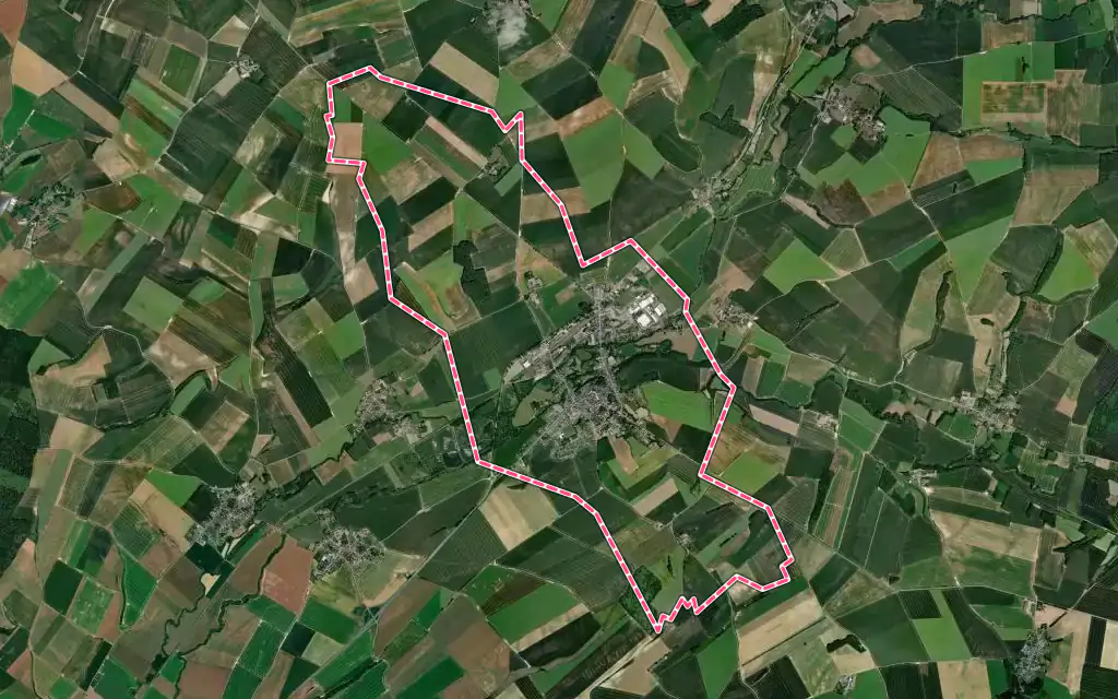 Vue satellite de Marle avec ses contours administratifs