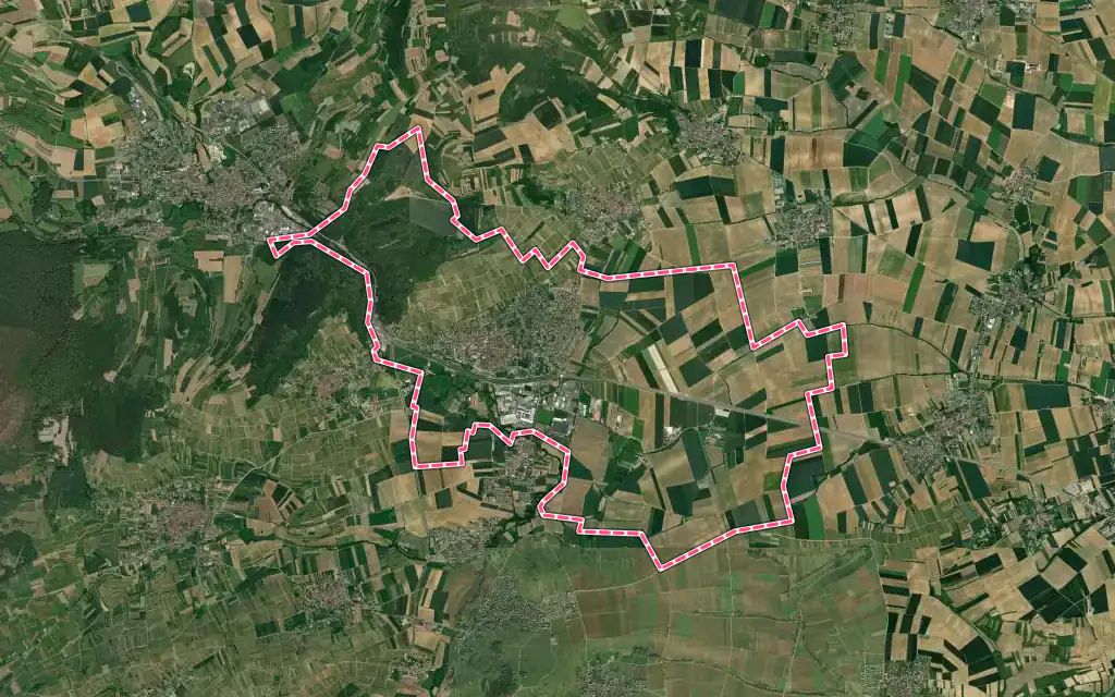 Vue satellite de Marlenheim avec ses contours administratifs