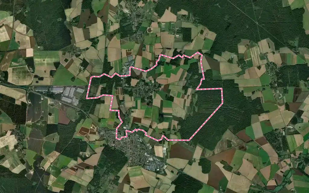 Vue satellite de Marles-en-Brie avec ses contours administratifs