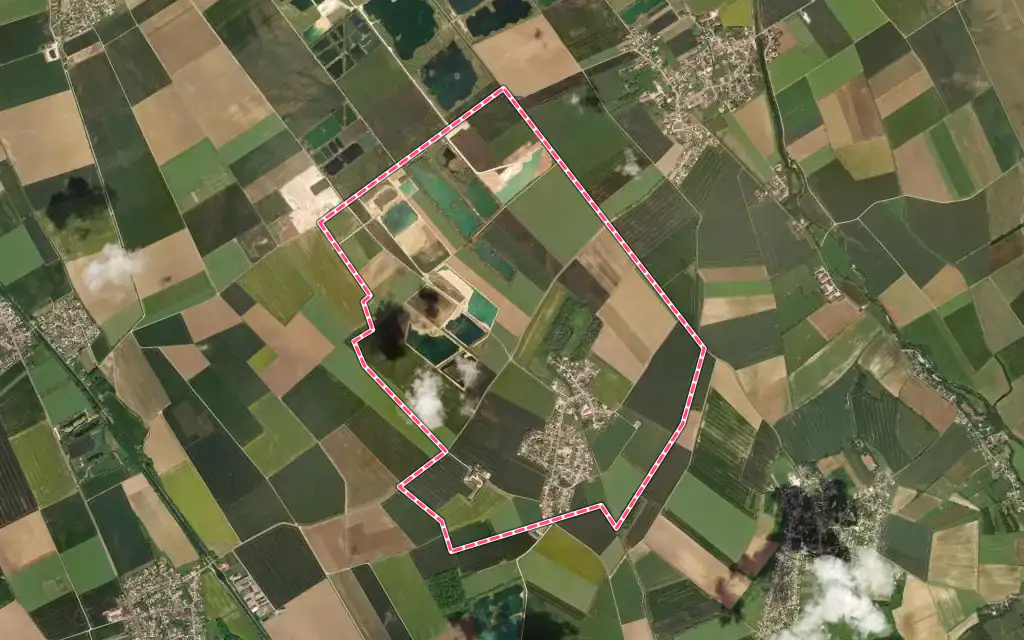 Vue satellite de Marliens avec ses contours administratifs