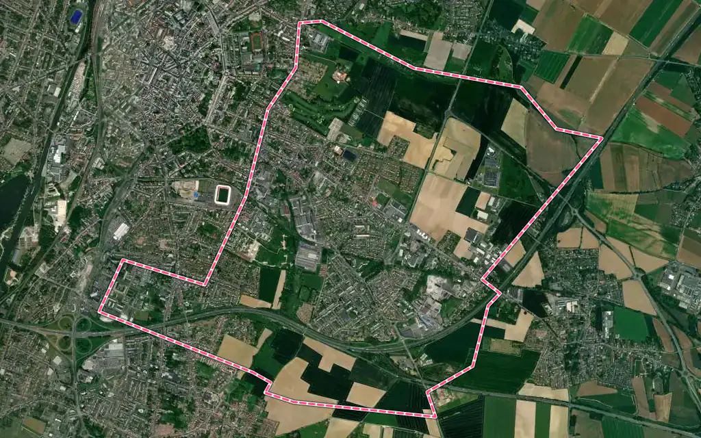 Vue satellite de Marly avec ses contours administratifs