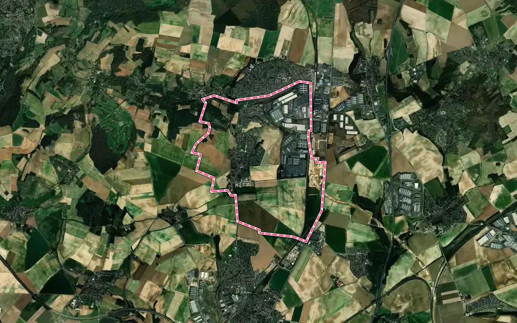 Vue satellite de Marly-la-Ville avec ses contours administratifs