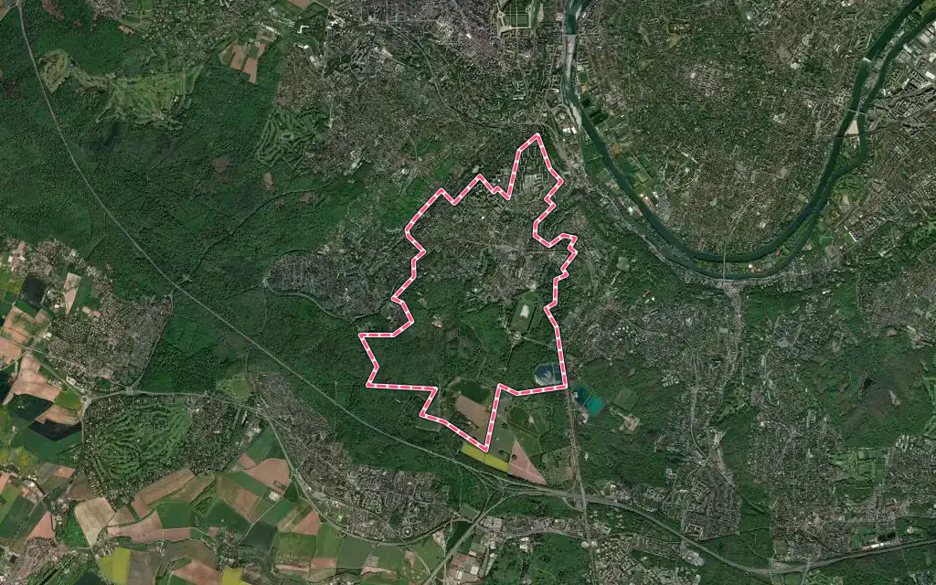 Vue satellite de Marly-le-Roi avec ses contours administratifs