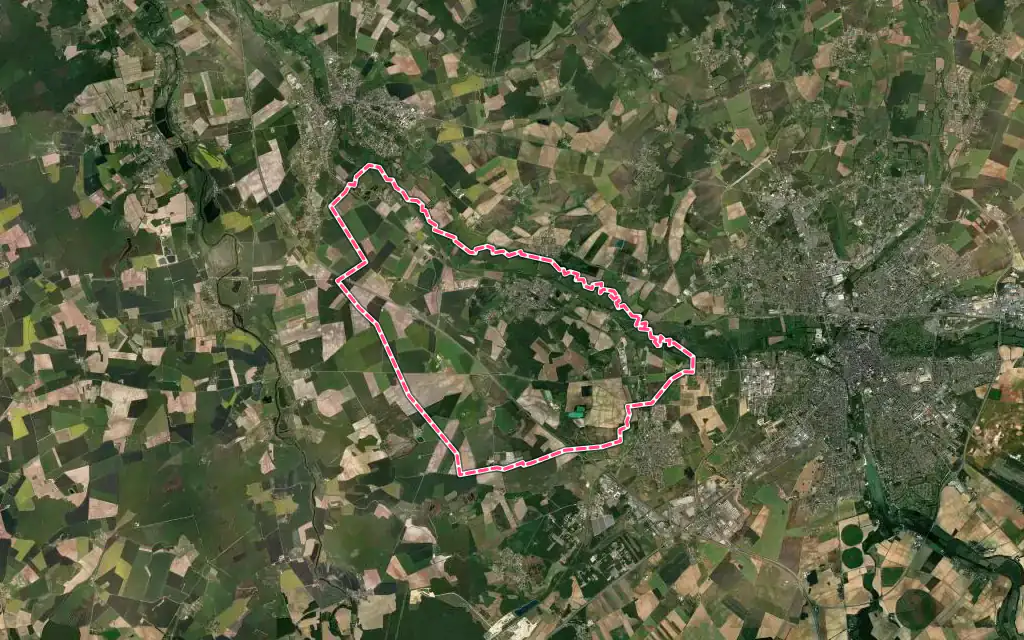 Vue satellite de Marmagne avec ses contours administratifs