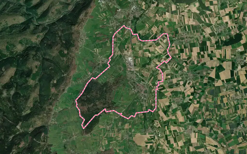 Vue satellite de Marmoutier avec ses contours administratifs