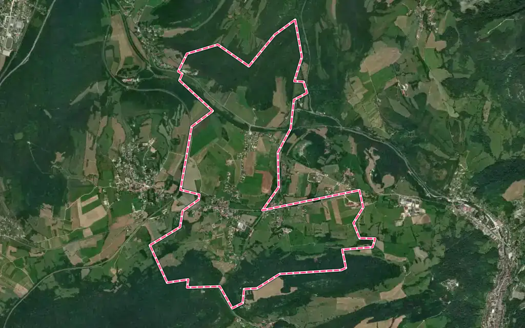 Vue satellite de Marnoz avec ses contours administratifs