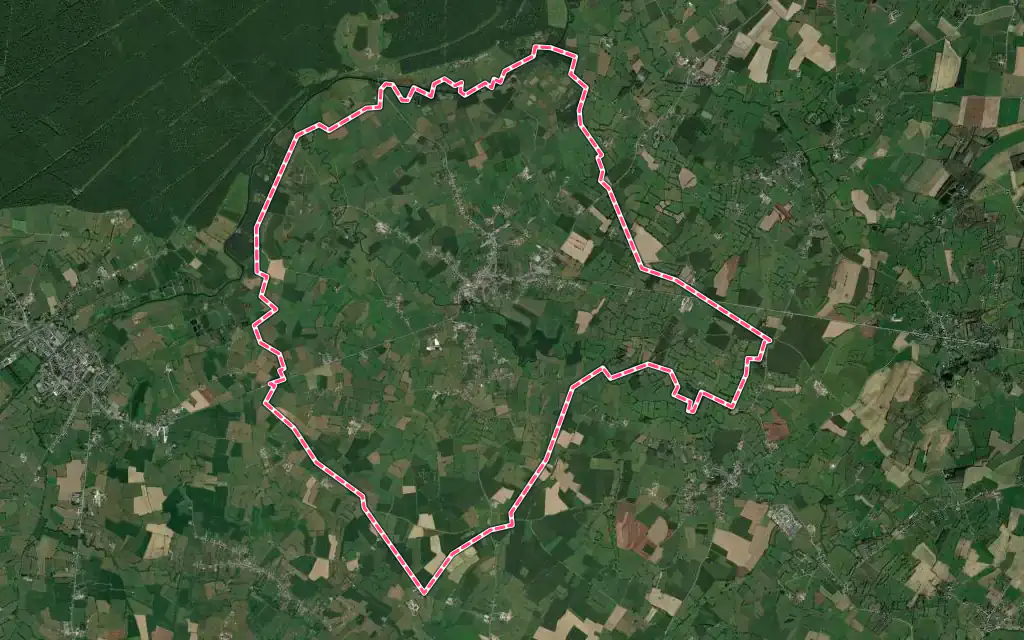 Vue satellite de Maroilles avec ses contours administratifs