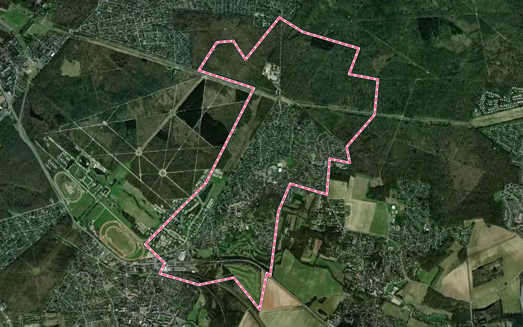 Vue satellite de Marolles-en-Brie avec ses contours administratifs