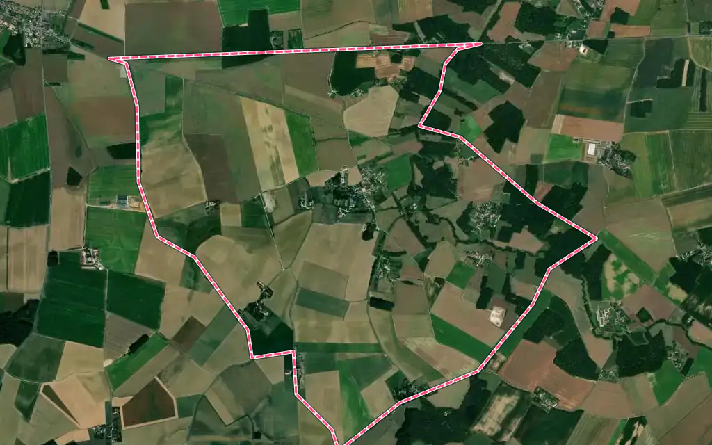 Vue satellite de Marolles-en-Brie avec ses contours administratifs