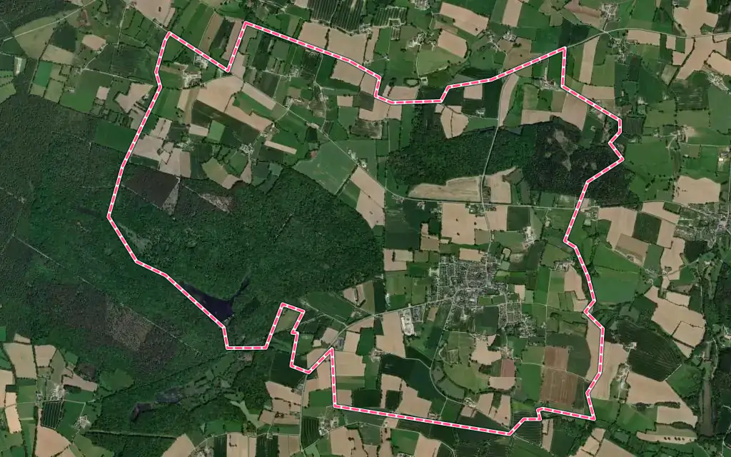 Vue satellite de Marpiré avec ses contours administratifs