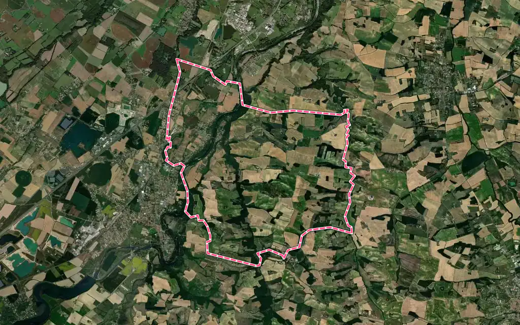 Vue satellite de Marquefave avec ses contours administratifs