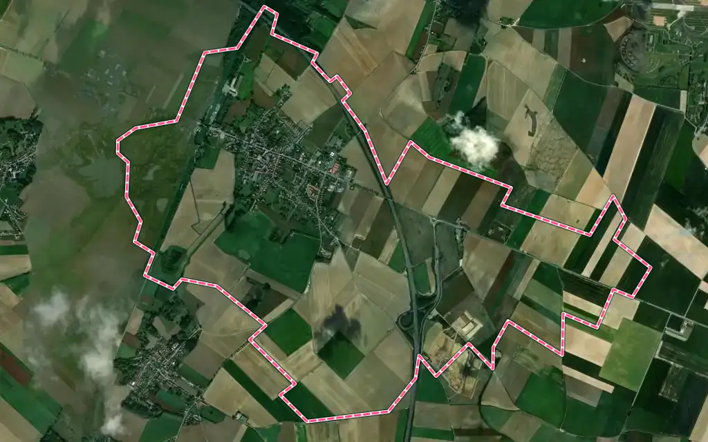 Vue satellite de Marquion avec ses contours administratifs