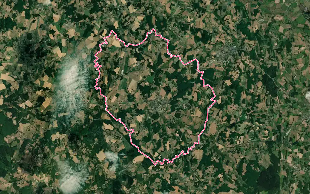 Vue satellite de Marsac avec ses contours administratifs