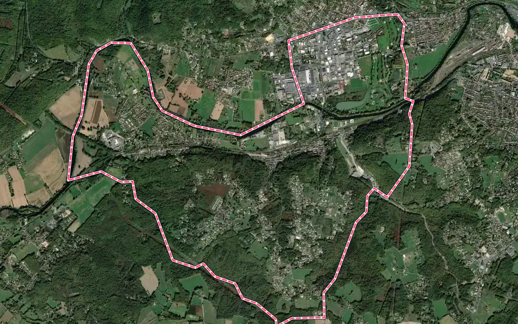 Vue satellite de Marsac-sur-l'Isle avec ses contours administratifs