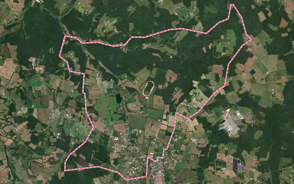 Vue satellite de Marsalès avec ses contours administratifs
