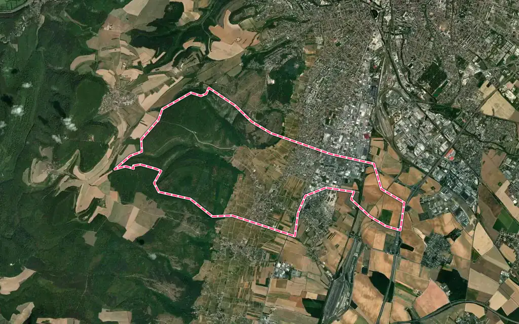 Vue satellite de Marsannay-la-Côte avec ses contours administratifs