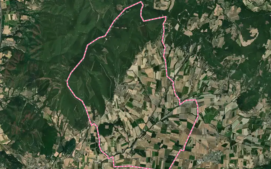 Vue satellite de Marsanne avec ses contours administratifs