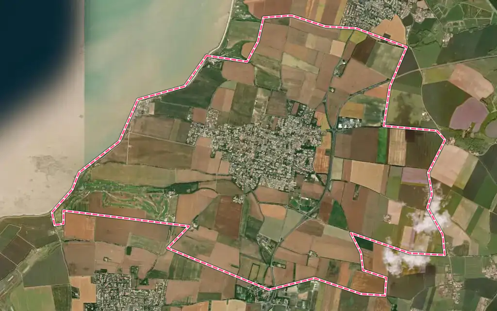 Vue satellite de Marsilly avec ses contours administratifs