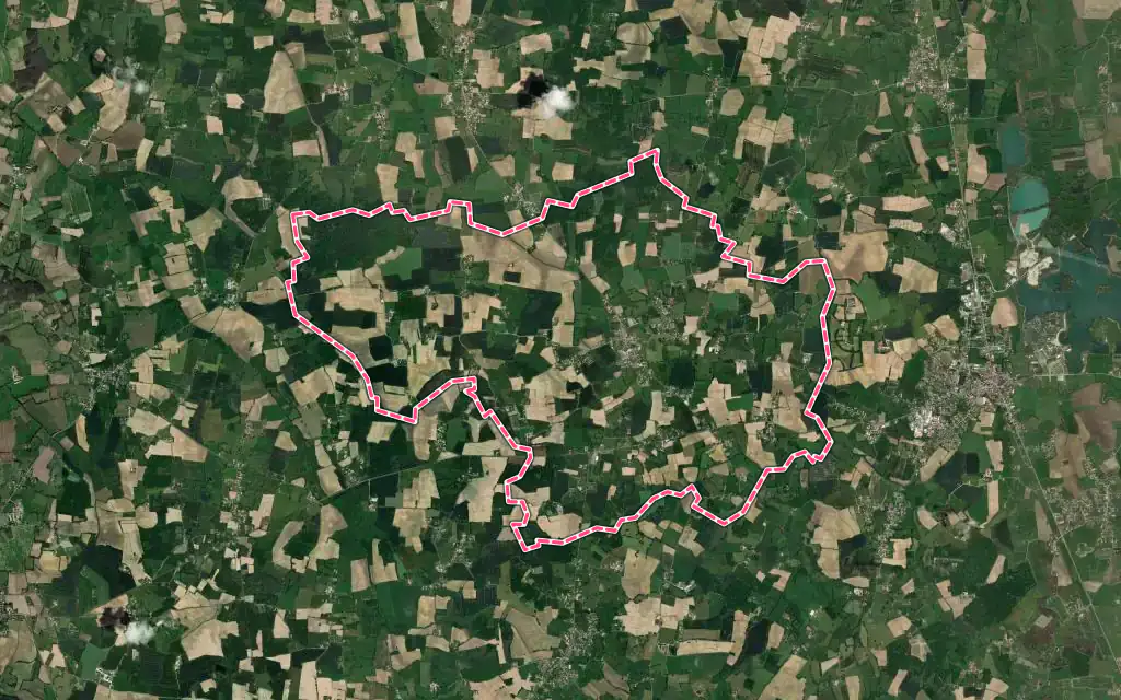 Vue satellite de Marsonnas avec ses contours administratifs
