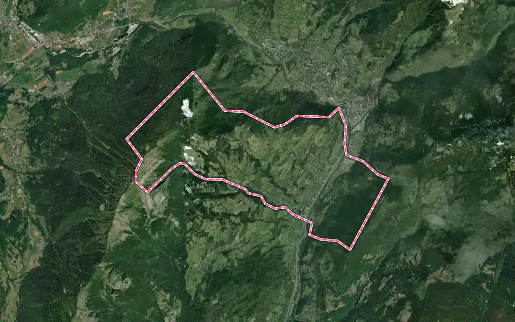 Vue satellite de Marthod avec ses contours administratifs