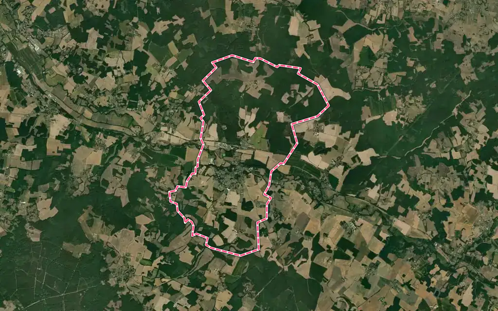 Vue satellite de Marthon avec ses contours administratifs