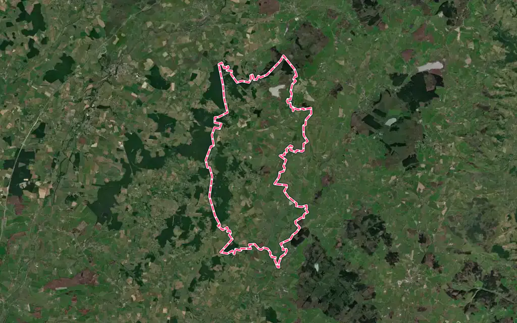 Vue satellite de Martigny-le-Comte avec ses contours administratifs