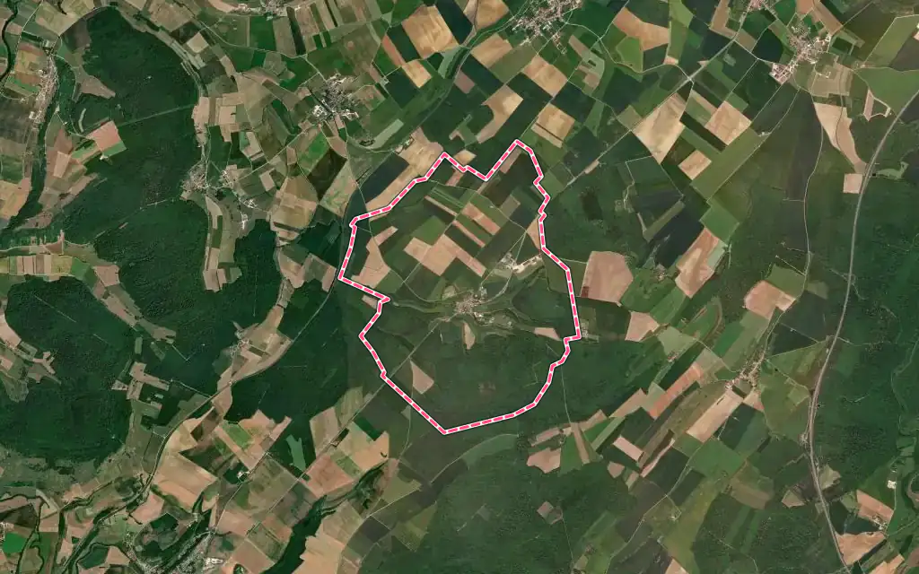 Vue satellite de Martigny-les-Gerbonvaux avec ses contours administratifs