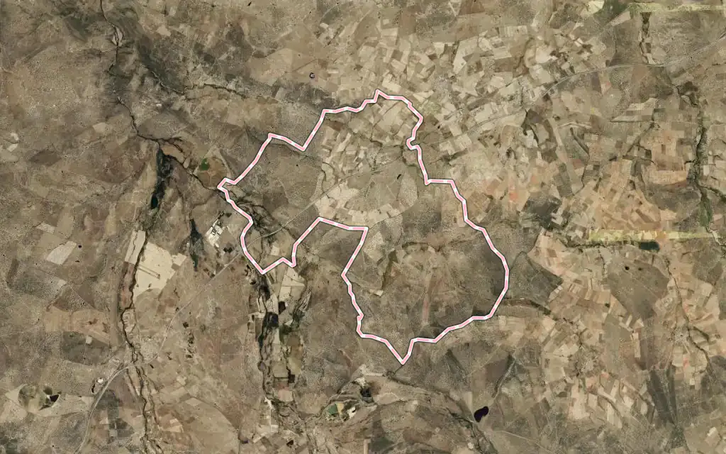 Vista satélite de Martín de Yeltes con su contorno administrativo